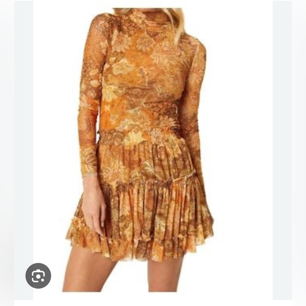 Floral Orange Long Sleeve Dress